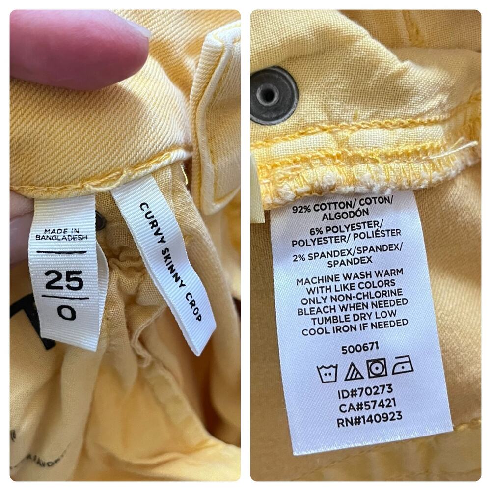 Loft Size 25 Yellow Weather Look Curvy Skinny Raw Hem Crop Jean 26 Inch Inseam - Picture 12 of 12